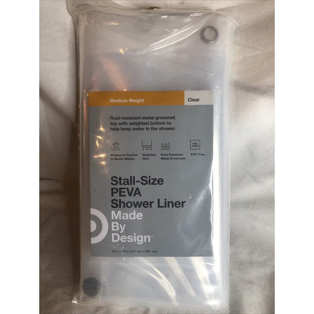 Made by Design PEVA STALL-Size Shower Curtain Liner Clear Medium Weight 54”x 78”
